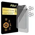 Ailun 2 Pack Privacy Screen Protector for iPhone 14 Pro[6.1 inch Display] + 2 Pack Camera Lens Protector, Sensor Protection, Dynamic Island Compatible, Anti Spy Private Tempered Glass Film, Case Friendly, [9H Hardness] - HD [Black][4 Pack]