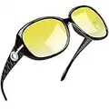 Joopin Womens Night Vision Glasses for Driving, Oversized Anti Glare Night Driving Glasses UV Protection (Yellow Lens)