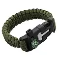 SDS Survival Paracord Bracelet - Green Emergency Whistle Hiking Compass Camping Fire Starter Kit Tactical Bracelet