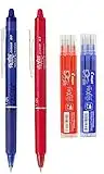 Pilot - FriXion Ball Clicker – Bolígrafo roller a presión (retráctil) con tinta de gel borrable (Juego con bolígrafo azul, bolígrafo rojo, 3 recambios en azul, 3 recambios en rojo)