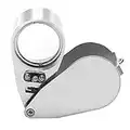 Powcan 40X Loupe Magnifier Full Metal Illuminated Jewelry Loupe Magnifier Portable Pocket Folding Magnifying Glass Jewelers Loupe with LED and UV Light for Jewelry Diamonds Coin Stamp Collection