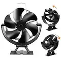 Xmasneed Log Burner Fan, 6 Blade Wood Stove Fan, Fireplace Fan with 180° Up and Down Rotation, Silent Motors, Push Horizontal Air Flow, Heat Powered Woodburner Fan for Wood/Log Burners/Gas/Pellet/Log