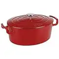 Sitram COCOTTE ovale en fonte émaillée grande capacité 6,5 litres - Extérieur rouge brillant, intérieur noir mat - toutes sources de chaleur y compris induction et four - 711088