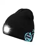 Wmcaps Bluetooth Cappello con Luce LED Ricaricabile, Berretto Musicale con Torcia a LED Tecnologia Uomo Donna Idea Regalo per Ciclismo Campeggio Escursionismo (Nero)