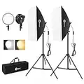 OMBAR Softbox Fotografía Kit para Estudio Fotográfico 45W 2700K-5500K E27 Iluminación Fotográfica, con 2 Softbox 50×70cm y 2 Cabezas de Luz para Fotografía, Fotos, Vídeos y Transmisión en Vivo