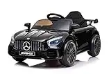 Auto Macchina Elettrica Per Bambini Mercedes Benz AMG GTR Small 12V 2 Motori SoftStart GT-R AMG Con Telecomando Parental Control Luci e suoni Mp3 (Nero)