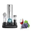 Olevc Ouvre-bouteille électrique rechargeable, tire-bouchon automatique à un seul bouton avec coupe-capsule, bouchon à vide et aérateur de vin pour la maison, la cuisine, les fêtes (acier inoxydable)