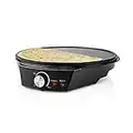 Ex-Pro Crepe Maker, Electric 30cm Crepe and Pancake Maker with Non Stick Plate, Adjustable Temperature, Batter Spreader and Spatula, 1200W - Black