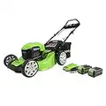 Greenworks 40V 21" Brushless (Smart Pace) Self-Propelled Lawn Mower, 2 x 4Ah USB (Power Bank) Batteries and Charger Included MO40L4413