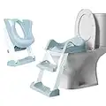 Edibaby, Adaptador wc niños con escalera, Reductor de Aprendizaje para Baño Inodoro, Portátil, Ajustable, Total Compatibilidad, Cojín Acolchado, de 1 a 7 años (Gris y Blanco)