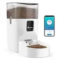 Pawaboo 7L Automatic Cat Feeder, WiFi Enabled, Cat Dog Smart Food Dispenser for Dry Food, APP Control for 10 Meals Daily, 10s Voice Recorder, Animal Feeding Device for Small Pets, White Clear