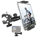 Aozcu Bike Tablet Mount, Motorcycle Bicycle Tablet Holder, Metal Clamp Anti Shake Handlebar Mount with 1/4'' Screw Tip for iPad Pro 12.9/11/ Air/Mini, Galaxy Tabs, and Fits More Phone & Camera