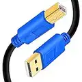 Printer Cable 10Ft,Hanprmee USB 2.0 High Speed Gold-Plated Connectors Printer Scanner Cable Cord A Male to B Male for HP, Canon, Lexmark, Dell, Xerox, Samsung etc (Blue)