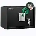 WASJOYE Biometric Fingerprint Security Cabinet-Safe Box, Fireproof Auto Electronic Home Safe with Safety Finger Identification Key-Lock for Home Office Hotel Jewelry Gun Safe Storage