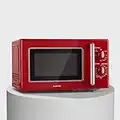 Klarstein Caroline - Four micro-ondes, 20L, 700/1000 W, Ø25,6cm, 5 niveaux de puissance, 3 fonctions combinées, Intérieur et boîtier en inox, Look rétro, rouge