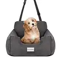 Dog Car Seat with Mat, Muswanna Puppy Booster Seat Detachable Non-Slip Dog Travel Car Carrier Bed with Storage Pocket&Clip-on Safety Leash for Small and Medium Pets,Compatible with all Cars/SUVs(Grey)