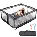 Baby Playpen,Playpen for Babies and Toddlers,Baby Playards,Indoor & Outdoor Kids Activity Center w/Upgrade Soft Breathable Mesh,Sturdy Safety Play Yard,Baby Fence,50 * 50,Dark Grey