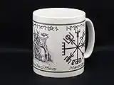 AGS-Designs Viking RUNE Ceramic Mug with The World Tree, Odin & the Vegvisir COMPASS, Can be Personalised with Your Name or Message in RUNE Script