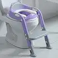 Asiento de entrenamiento para orinal para niñas, asiento de inodoro para niños, asiento para orinal con taburete (gris/púrpura)