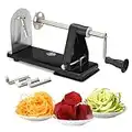 ICO 3-Blade Steel Vegetable Spiralizer, Zoodles Maker with 3 Stainless Steel Interchangeable Blades and 1 Built-in, Vegetable Cutter with Non-Slip Technology, Black