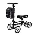 ELENKER Knee Scooter Economy Knee Walker with Dual Braking System for Injury or Surgery to The Foot, Ankle Injuries Black