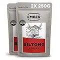 Ember Snacks - Biltong Beef Jerky (2x250g Chilli) Alto en proteínas, bajo en calorías. Refrigerio Bajo en Grasa, Para Llevar