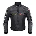 BORLENI Veste de moto, blouson moto homme sport avec armure pour l'automne Hiver (Noir, L)