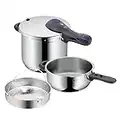 WMF Perfect Plus Set Pentole a Pressione 3 L e 6,5 L in Acciaio Inox 18/10 Cromargan ø 22 cm, 3 pezzi, Pentola Induzione e Gas, Fondo Transtherm Triplo Strato, Incluse cestello