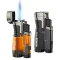 RONXS Torch Lighters 2 Pack Triple Jet Flame Butane Lighter, Pocket Lighter with Punch Cutter, Refillable Windproof Lighter (Butane Gas Not Included)