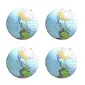 Mappamondo Gonfiabile, Globo Gonfiabile, Inflatable Globe, Globi Gonfiabili, Sfera di Terra Gonfiabile da 16 Pollici, Globo Educativo Gonfiabile per Giocare o Insegnare in Spiaggia, Confezione da 4