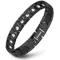 Pulsera magnética para hombre, pulsera magnética de acero de titanio, pulsera magnética con 18 imanes, acero inoxidable, (Pulsera magnética de hombre negra)