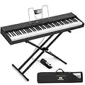 MUSTAR Digital Piano 88 Weighted Keys with Stand Touch Sensitivity, Full Size 88 Key Piano Keyboard Weighted for Birthday Holiday Gifts, Bluetooth Connection, Portable Case, Sustain Pedal, Black