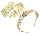 WLONLINE 2 Stück Lorbeerblatt Armband Römische Griechische Armband Lorbeerblätter Gold Krone Tiara Kostüm Griechische Göttin Stirnband Brautkamm Hochzeit Haarschmuck (Gold)