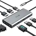 USB C Hub Multiport Adapter, 7 IN 1 USB C Docking Station Dual HDMI for Dell Hp, Thunderbolt 3/4 Dock USB C Adapter with 2 HDMI, DP, VGA, 3 USB 2.0 Ports for MacBook Pro/Air, Surface, Lenovo ThinkPad