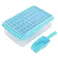 Ice Cube Tray with Lid and Bin for Freezer, Easy Release 55 Nugget Ice Tray with Cover, Storage Container, Scoop. Perfect Small Ice Cube Maker Tray & Mold. Flexable Durable Plastic, BPA Free