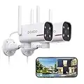 DEKCO Outdoor Security Camera - 2K Pan Rotating 180 degree Wired Camera Surveillance Exterieur with Two-Way Audio, Night Vision, 2.4G WiFi, IP65, Motion Detection Alarm (2 Pack)