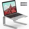 BONTEC Detachable Laptop Stand for Desk, Ergonomic Laptop Riser Computer Stand for Most 10-17.3 inches Laptops, Aluminum Laptop Holder with Heat Dissipation, Anti-Slip Design-Silver