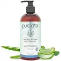 PURA D'OR Organic Aloe Vera Gel (16oz) with Lavender - All Natural Moisturizer for Skin & Hair - Sunburn, Eczema Relief