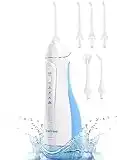 Water Dental Flosser Cordless for Teeth Cleaning - 4 Modes Oral Irrigator 300ML Braces Flossers Cleaner, Rechargeable Portable IPX7 Waterproof Powerful Battery for Travel Home