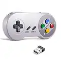 miadore 2.4G Wireless Controller Chargeable Classic SNES USB Gamepad Joystick mit USB-Empfänger/Ladekabel für Spiele, Unterstützung PC Windows Mac und Retropie Gamepad NES/SNES Emulator