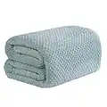 Dreamscene Luxury Waffle Mink Honeycomb Faux Fur Warm Throw Over Sofa Bed Soft Blanket, Duck Egg Blue - 125 x 150cm