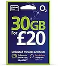 O2 SIM Card UK & EUROPE (ROAM FREE) PAYG £20 Bundle -30GB + Unltd Texts & Mins + International Calling Option - (Love2surf RETAIL PACK)