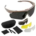 FOCUHUNTER Tactical Glasses with 3 Interchangeable Lens, ANSI Z87.1 Tactical Eyewear for Shooting, Anti Fog UV400 Protection