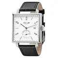 FEICE Montre Automatique Carrée pour Homme Femme Montre Bracelet en Cuir Mecanique Classique Bauhaus 34mm-FM301