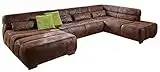 Cavadore Wohnlandschaft Scoutano, XXL-Couch in U-Form im Industrial Design, 363 x 76 x 227 cm, Lederoptik braun