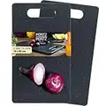 Moritz & Moritz 2x Tagliere Piccolo 25 x 15 cm - Set da Taglieri da Cucina con Effetto Granito - Tagliere Nero Cucina con Piedini Antiscivolo, Apertura con Maniglia e Scanalature per Succo