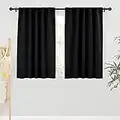 RYB HOME Bedroom Blackout Curtains - Small Window Treatment Set Energy Saving Thermal Insulated Drapes for Living Room/Nursery/Kitchen, 42-inch Wide x 45-inch Long, Black, 2 Panels