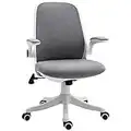 Vinsetto Office Chair 360° Swivel Task Desk Breathable Fabric Computer Chair with Flip-up Arms and Adjustable Height, Grey