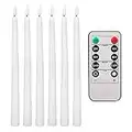 Teynewer LED Flameless Taper Candles Flickering Set of 6 with 10-Key Remote, Battery Operated Electric LED 28cm Long Candle LED Warm 3D Wick Light Window Candles for Home Christmas Wedding Decor