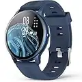 Smart Watch for Android iOS, AGPTEK 1.3'' Full Touch Fitness Tracker IP68 Waterproof Bluetooth Round Sports Smartwatch with Heart Rate Monitor Message Notification DIY Watch Face for Men Women (Blue)